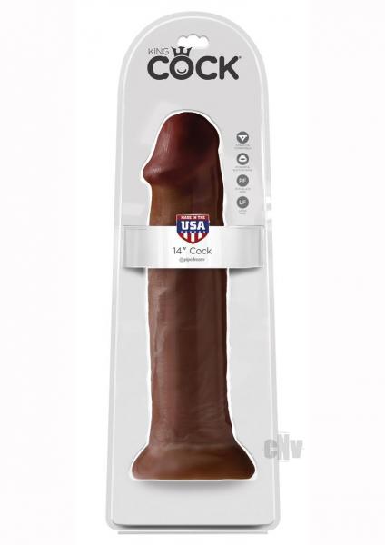 King Cock 14" Dildo Brown