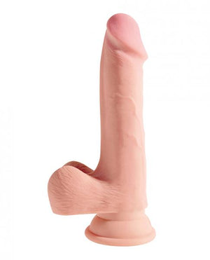 King Cock Triple Density 7.5 Inches Cock, Balls Dildo Beige
