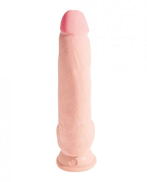 King Cock Triple Density 10 Inches Fat Dildo With Balls Beige