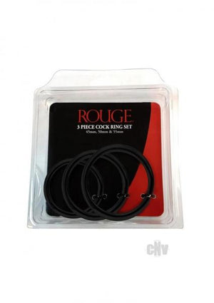 Rouge Stainless Steel 3 Piece Cock Ring Set (45/50/55mm) Black