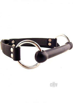 Rouge Leather O Ring Rod Gag Black