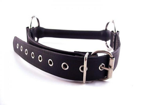 Rouge Leather O Ring Rod Gag Black