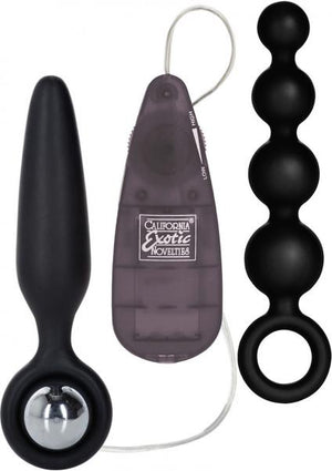 Booty Call Booty Vibro Kit Silicone Remote Control Anal Probes Black 2 Each