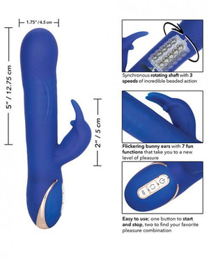 Jack Rabbit Rotating Beaded Rabbit Vibrator Blue