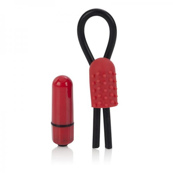 10 Function Vibrating Silicone Stud Lasso Cock Ring Red