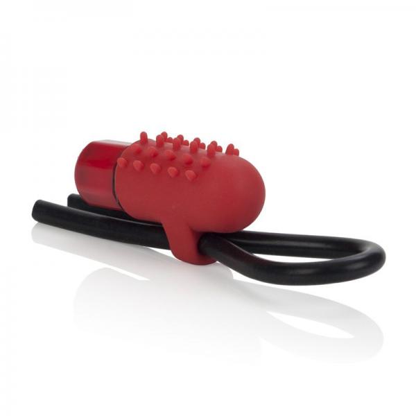 10 Function Vibrating Silicone Stud Lasso Cock Ring Red