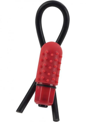 10 Function Vibrating Silicone Stud Lasso Cock Ring Red