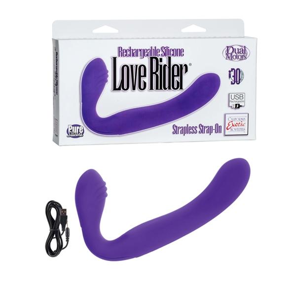 Rechargeable Silicone Love Rider Strapless Strap On Purple