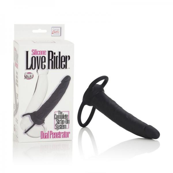 Silicone Love Rider Dual Penetrator Strap On System Black