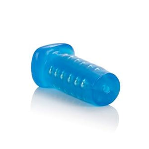 Basic Essentials Beaded Masturbator 5 Inch Blue