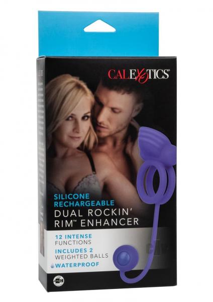 Dual Rockin Rim Enhancer Purple Vibrating Cock Ring