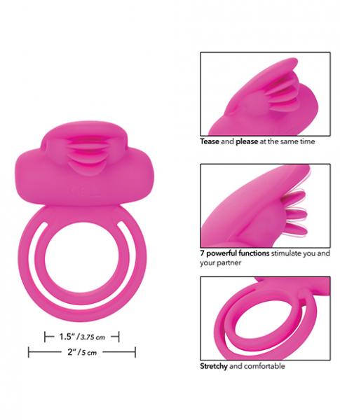 Dual Clit Flicker Enhancer Vibrating Cock Ring Pink