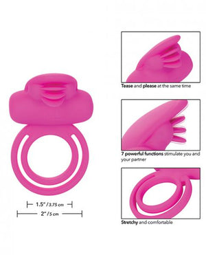 Dual Clit Flicker Enhancer Vibrating Cock Ring Pink