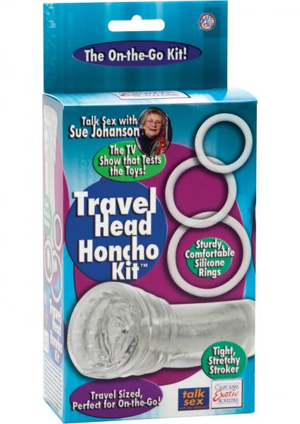 Travel Head Honcho Kit Masturbator And Cock Rings Clear