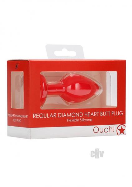 Ouch Diamond Heart Butt Plug Reg Red