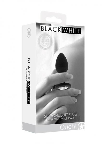 Ouch Silicone Butt Plug W/Jewel Black