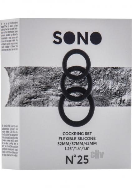 Sono No 25 Cock Ring Set Black 3 Piece