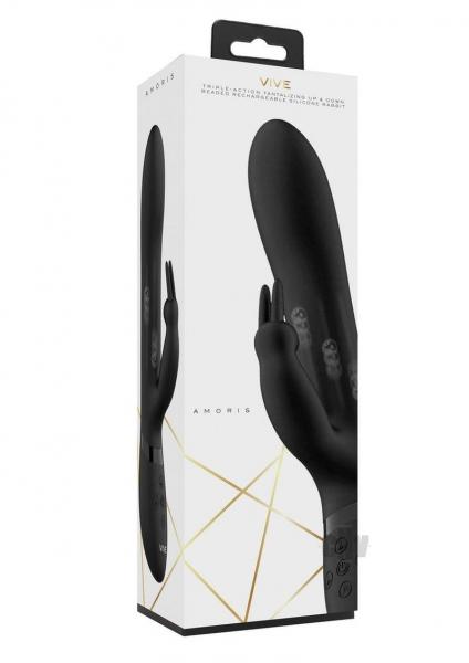 Vive Amoris Rechargeable Stimulating Bead Silicone Rabbit Vibrator Black
