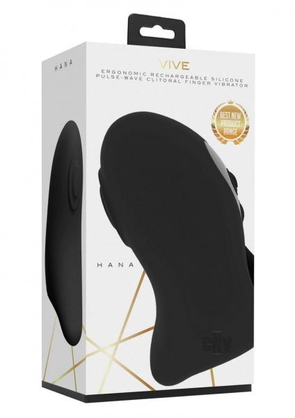 Vive Hana Rechargeable Pulse Wave Silicone Finger Vibrator Black