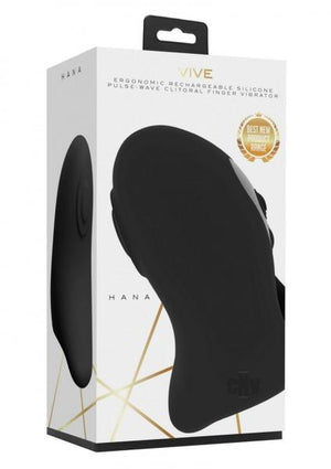 Vive Hana Rechargeable Pulse Wave Silicone Finger Vibrator Black