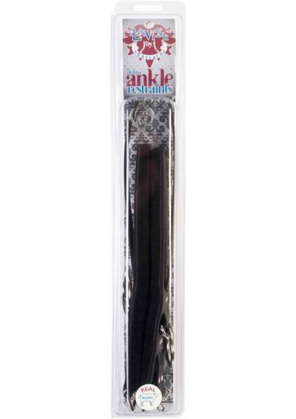 Lavish Deluxe Locking Ankle Restraints With Real Fleece Lining Black