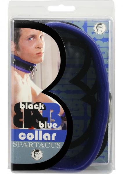 Black And Blue Leather Collar