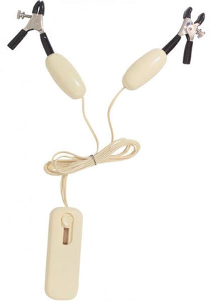 Vibrating Jumper Cable Nipple Clamps Ivory