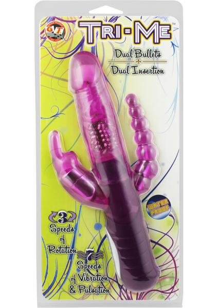 Tri Me Dual Insertion Vibrator Waterproof Lavender