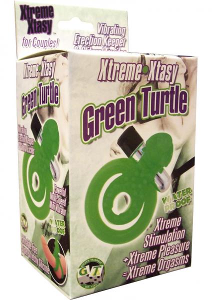 Xtreme Xtasy Green Turtle Vibrating Cock Ring Waterproof