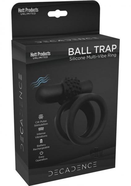 Decadence Ball Trap Dual Strap Cock&Ball Ring With Power Bullet