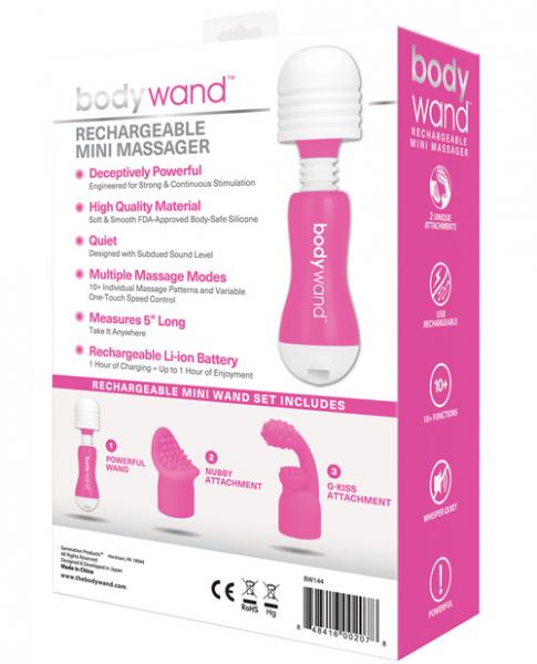 Bodywand Rechargeable Mini Pink With Attachments