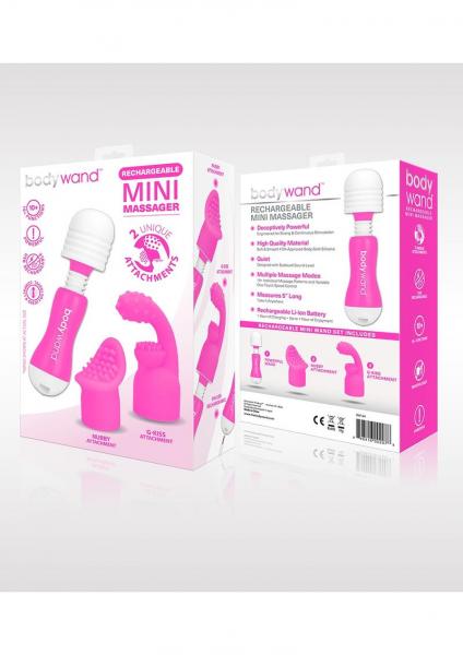 Bodywand Rechargeable Mini Pink With Attachments