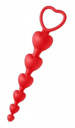 Sweet Hearts Silicone Anal Beads Red