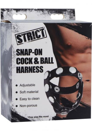 Strict Snap On Cock And Ball Harness Black