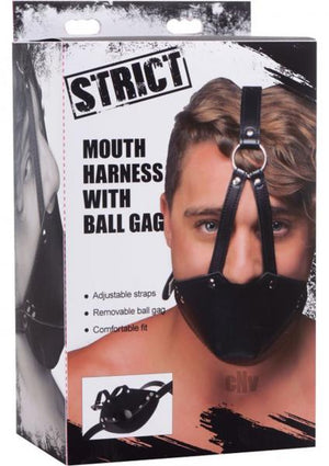 Strict Mouth Harness With Ball Gag Black O/S