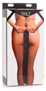 Extra Long Mink Tail Metal Anal Plug Black