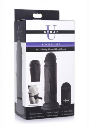 Power Player 28x Vibrating Silicone Dildo With Remote Black
