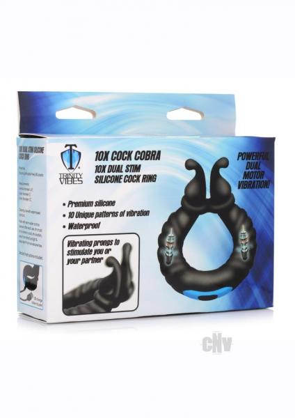 T4m 10x Cock Cobra Dual Cock Ring Blk