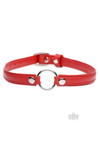 Fiery Pet Leather Choker With Silver Ring