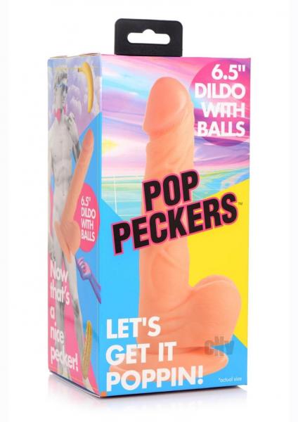 Pop Peckers Dildo W/Balls 6.5 Light