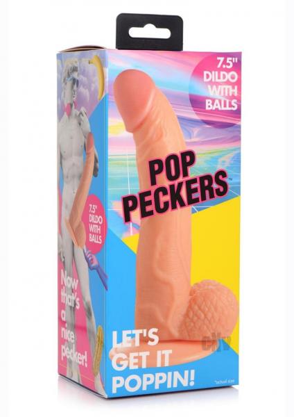 Pop Peckers Dildo W/Balls 7.5 Light