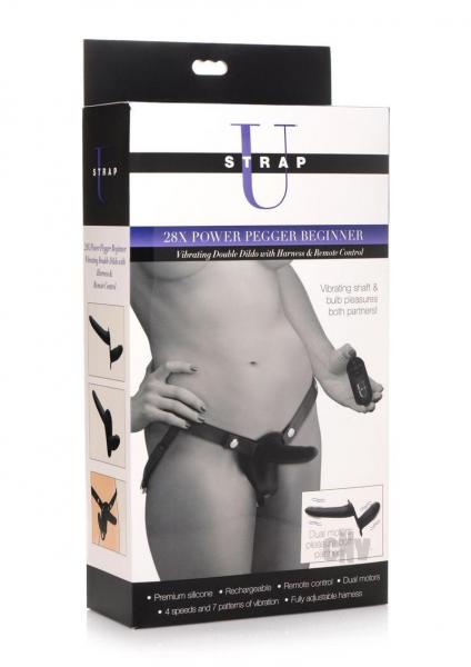 Strap U Vibe Dbl Dildo W/Harness Black
