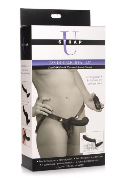 Strap U 28x Dbl Dildo Harness W/Rc Black