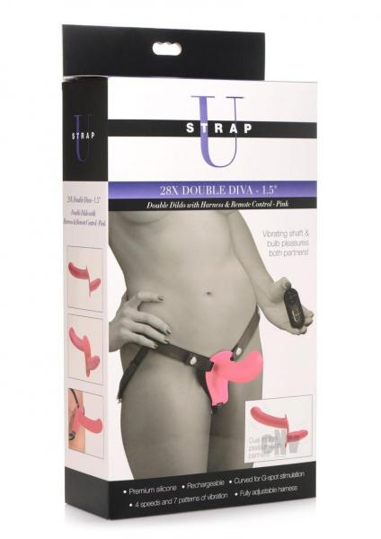 Strap U 28x Dbl Dildo Harness W/Rc Pink