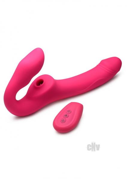 Licking And Vibrating Strapless Strap On With Remote Control