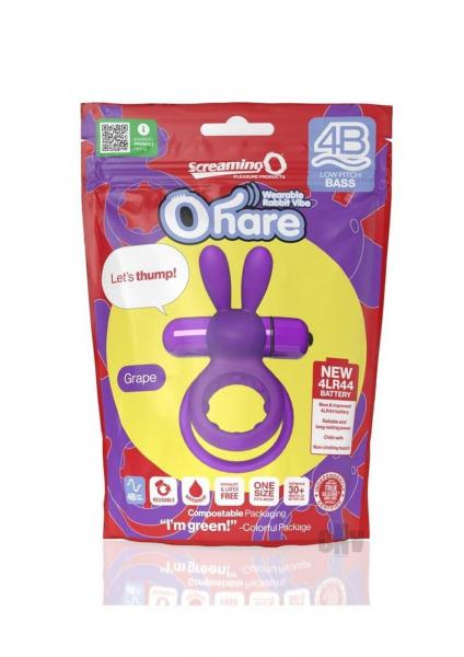 Screaming O 4b Ohare Vibrating Rabbit Double Cockring Grape