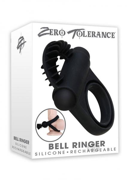 Bell Ringer Black Vibrating Cock Ring & Ball Strap