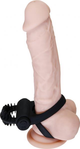 Bell Ringer Black Vibrating Cock Ring & Ball Strap