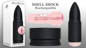 Shell Shock Rechargeable Vibrating Stroker Black Beige