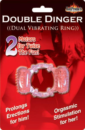 Humm Dinger Double Dinger Dual Vibrating Cock Ring Magenta